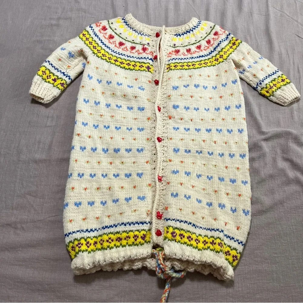 Vintage Handmade knit Icelandic sleep sack fair isle large baby’s up to 1 year